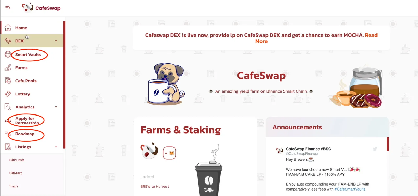 【DeFi】CafeSwapの紹介！SmartVault・Mochaを解説の説明画像