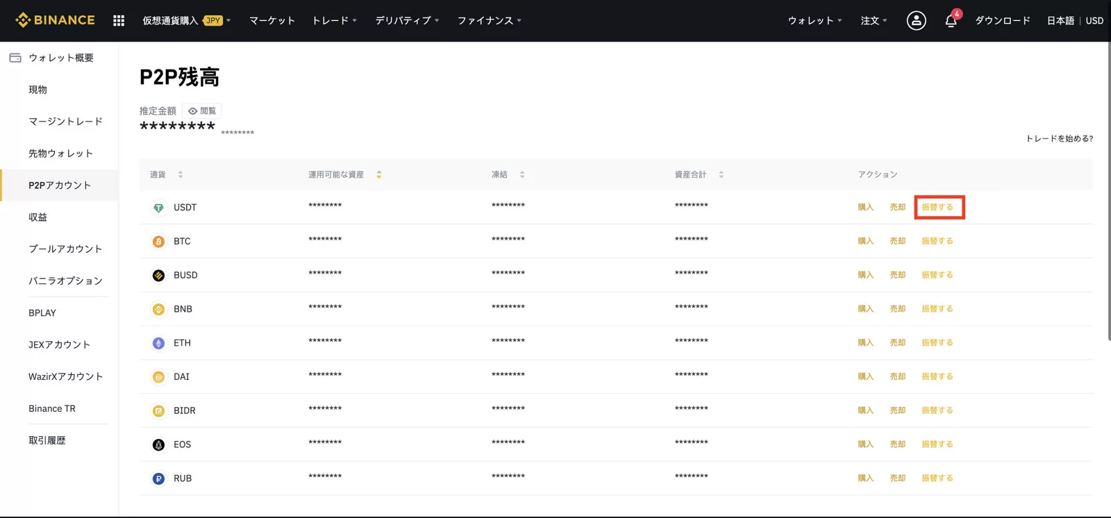 バイナンスでUSDT（テザー）をクレジットカードや銀行振込で購入する方法【Binance】の説明画像