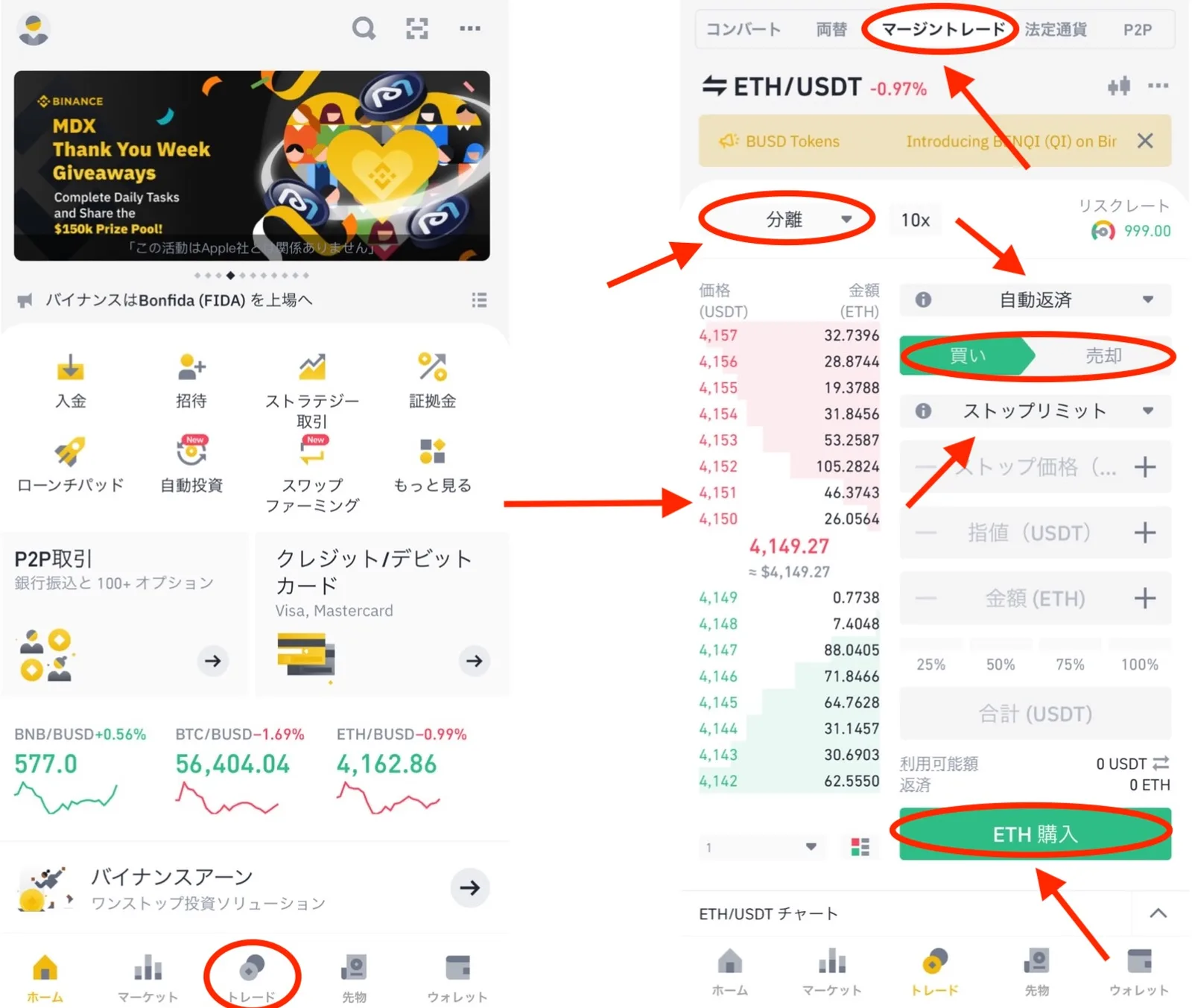 【仮想通貨】Binance(バイナンス)の逆指値について分かりやすく解説します！逆指値注文のやり方・損切り・STOP LIMIT（ストップリミット）の説明画像