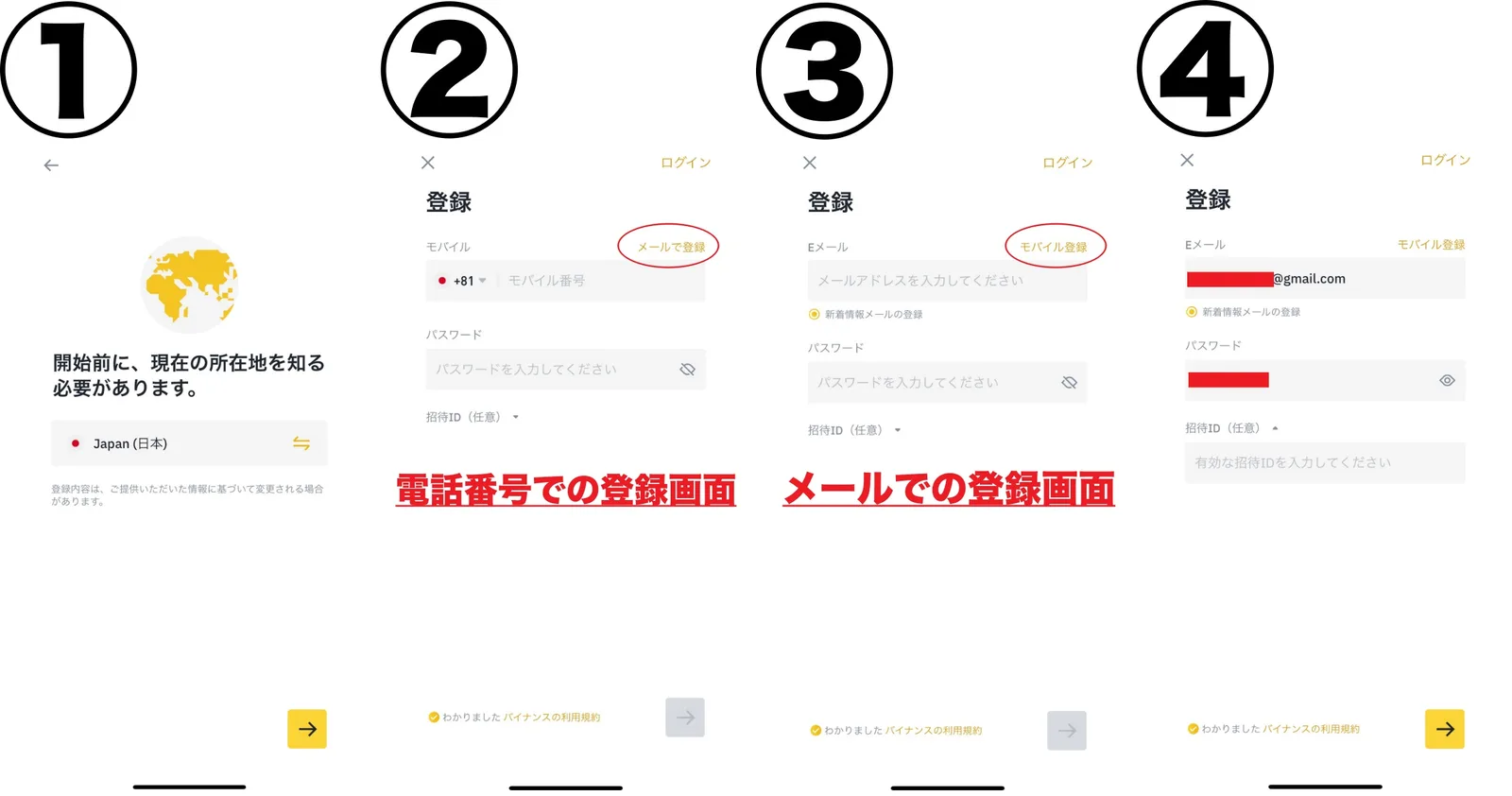 バイナンスとうろく