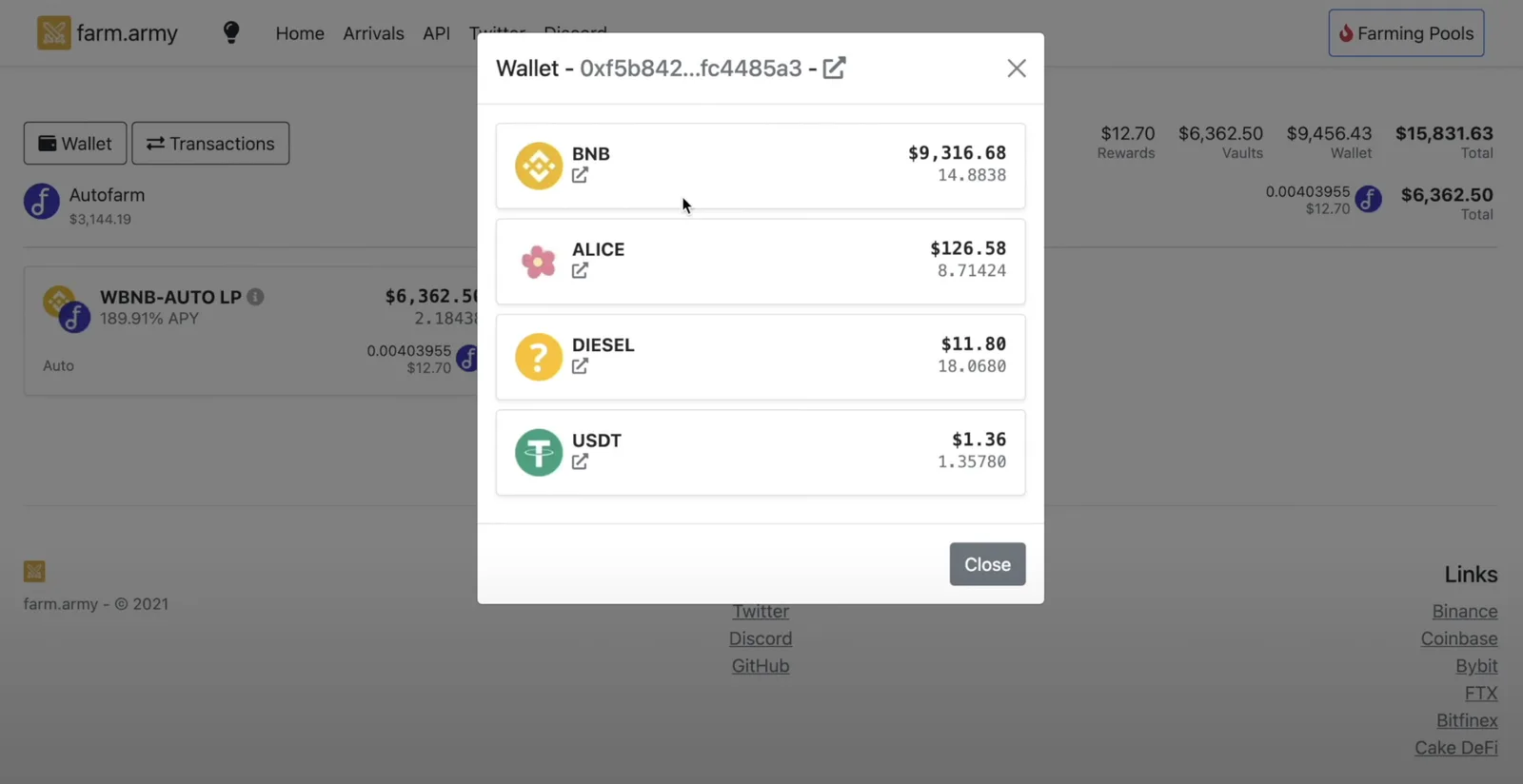 【DeFi】farm.armyの紹介！LPの詳細・トークン別の運用先検索などができるツールを解説の説明画像