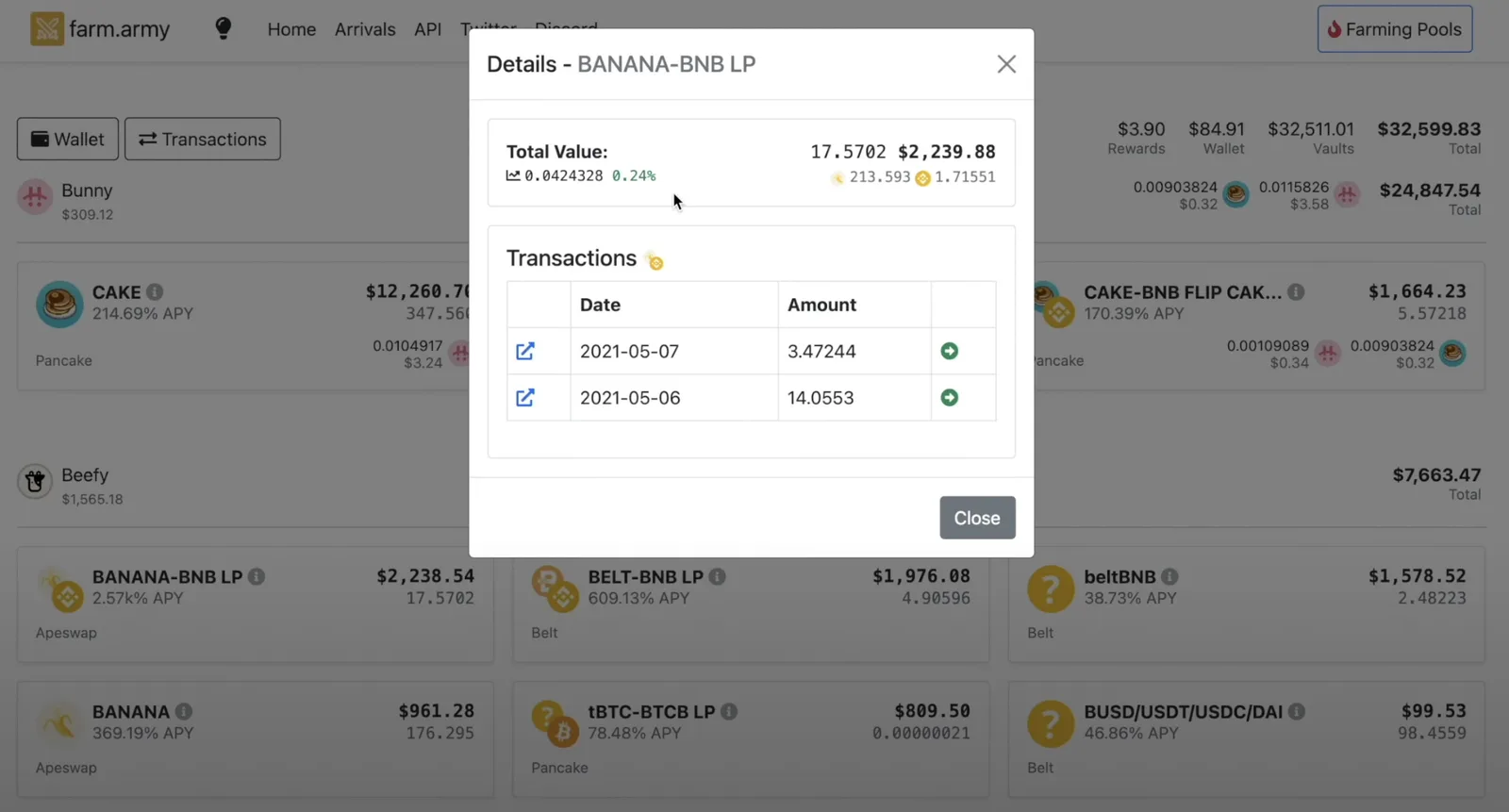 【DeFi】farm.armyの紹介！LPの詳細・トークン別の運用先検索などができるツールを解説の説明画像